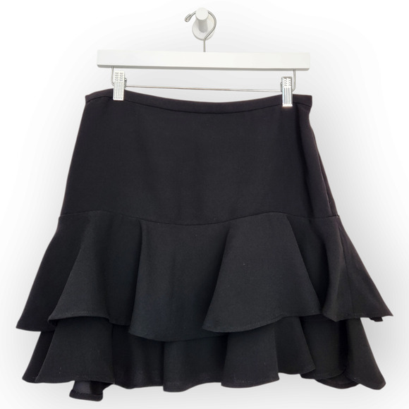 Lauren Ralph Lauren Petite Black Mid Rise Ruffle Mini Skirt 6 - Picture 6 of 6